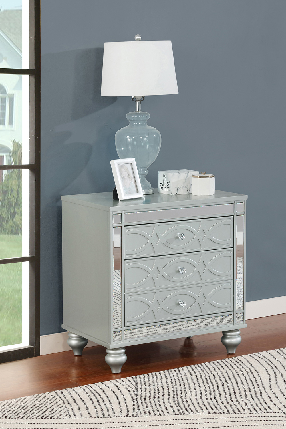 Coaster - Gunnison 2-Drawer Nightstand in Silver Metallic