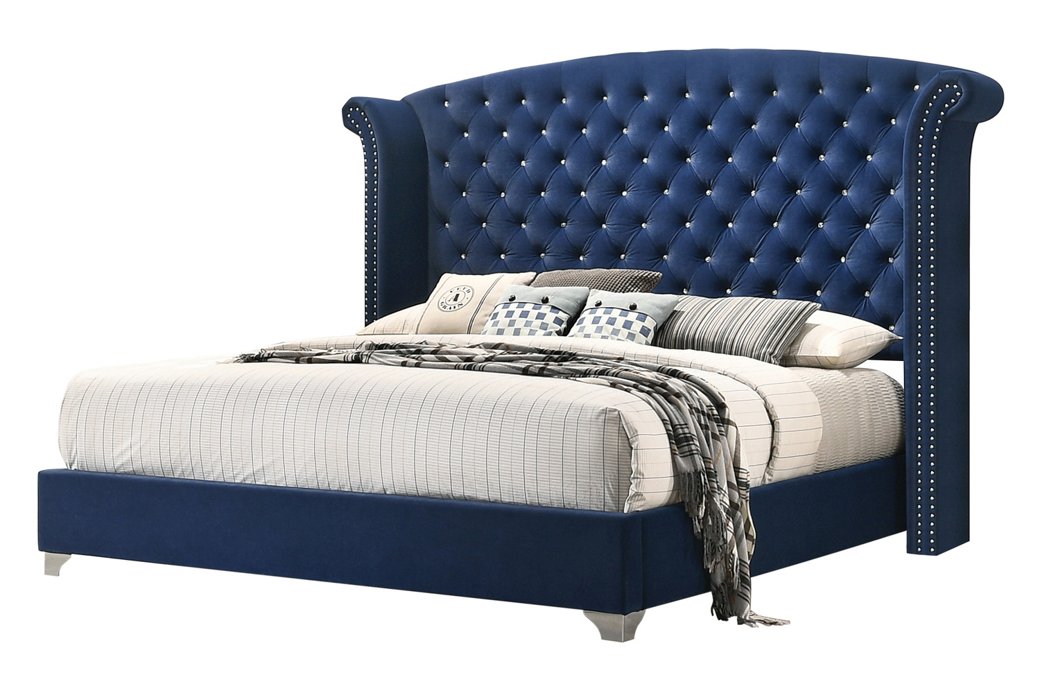 Coaster Melody Eastern King Wingback Upholstered Bed - Pacific Blue