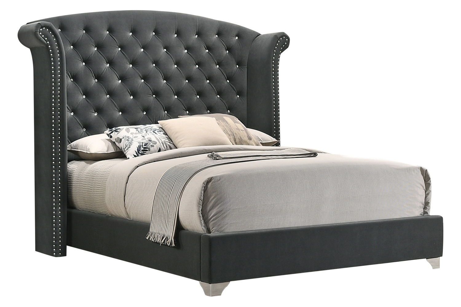 Coaster - Melody Eastern King Wingback Upholstered Bed