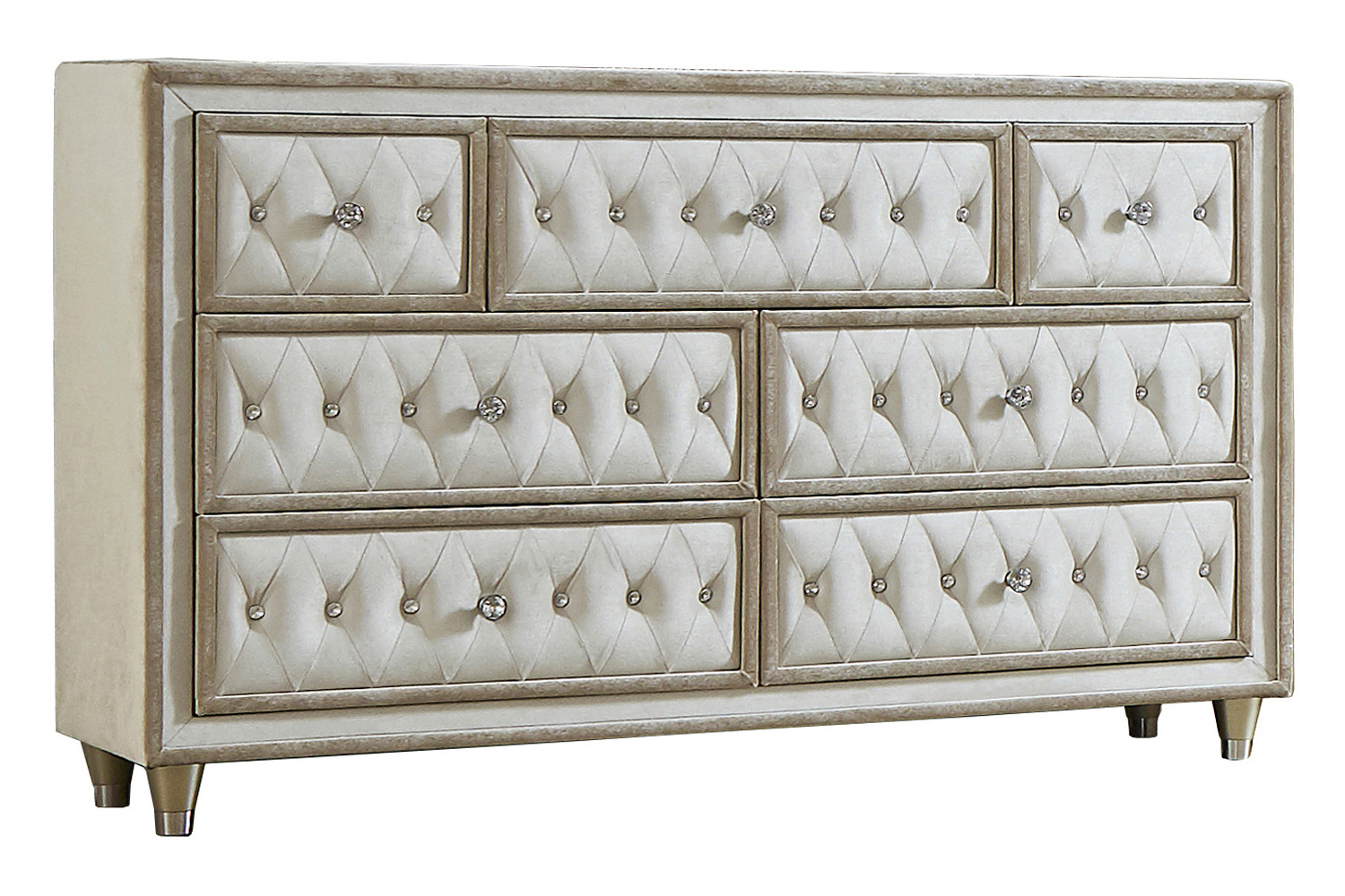 Coaster - Antonella 7-Drawer Upholstered Dresser in Ivory/Camel