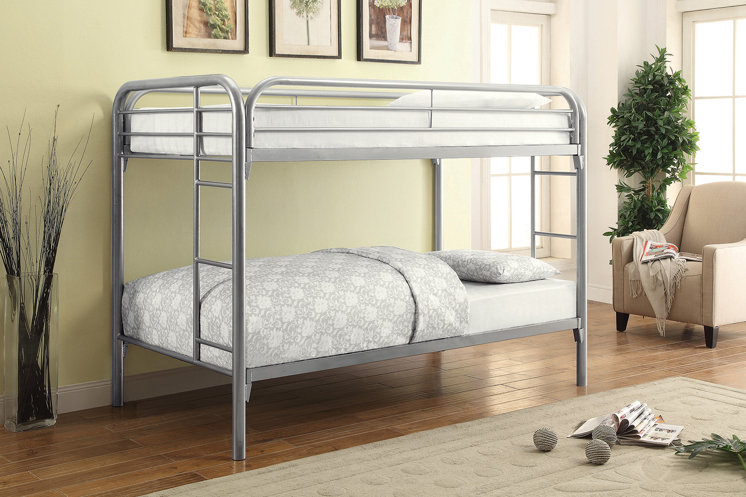 Coaster Morgan Twin Over Twin Bunk Bed - Silver