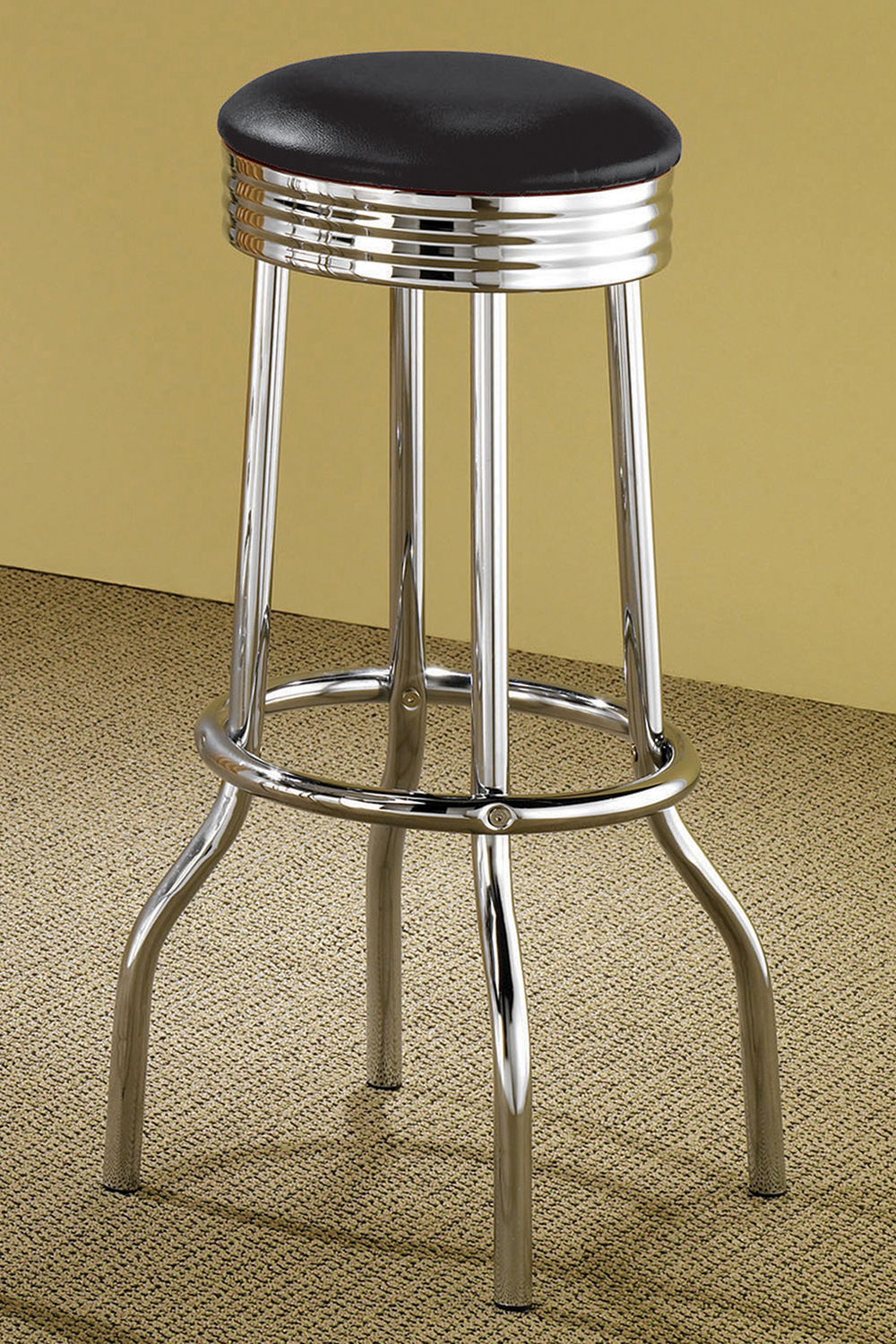 Coaster Upholstered Top Bar Stools (Set Of 2) - Black/Chrome