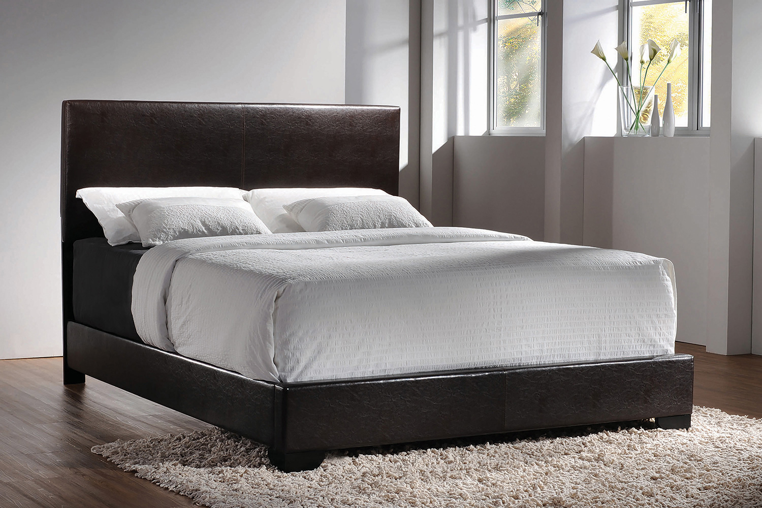 Coaster™ Conner Twin Upholstered Panel Bed - Dark Brown