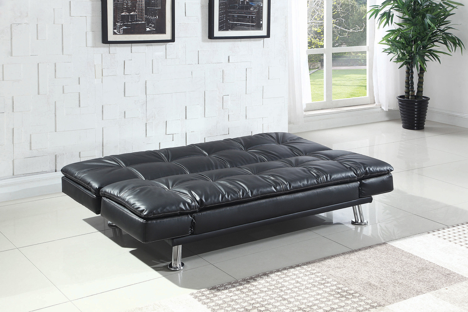 Coaster Dilleston Tufted Back Upholstered Sofa Bed - Black