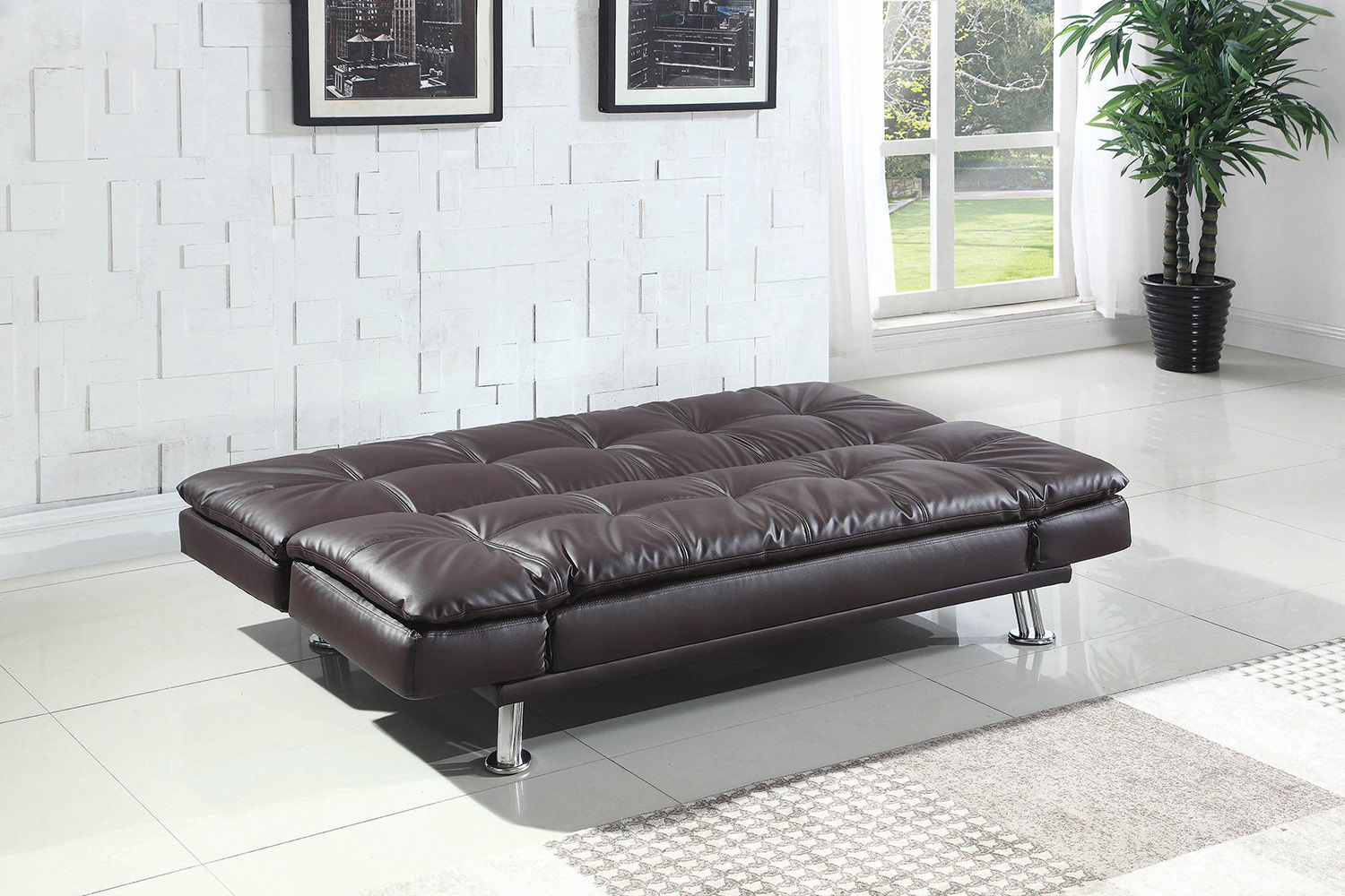 Coaster Dilleston Tufted Back Upholstered Sofa Bed - Brown