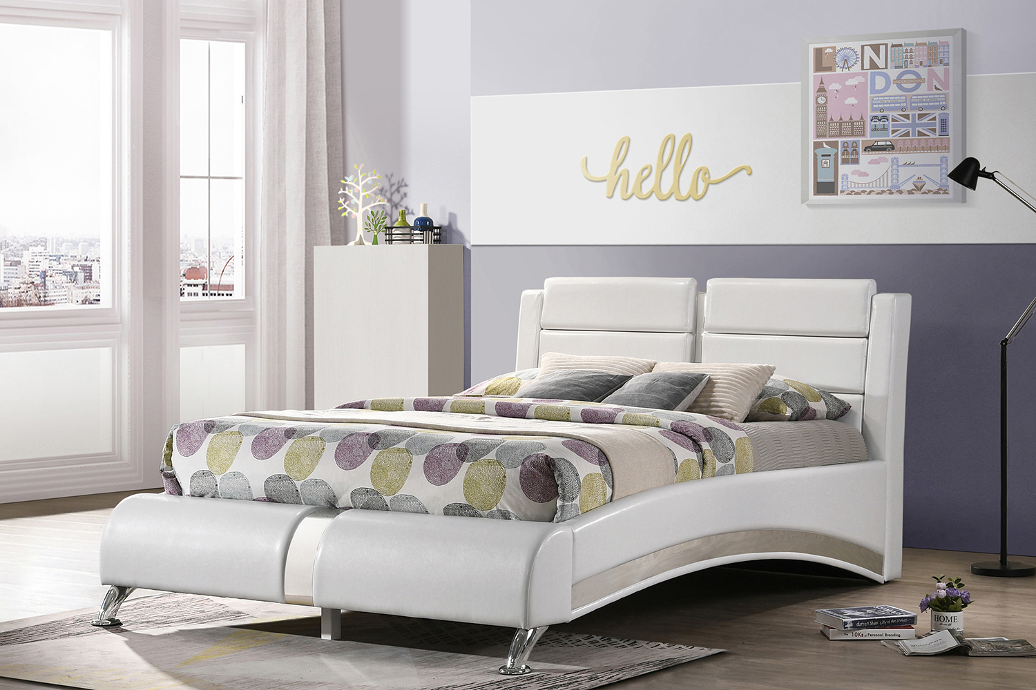 Coaster Full Upholstered Platform Bed - White