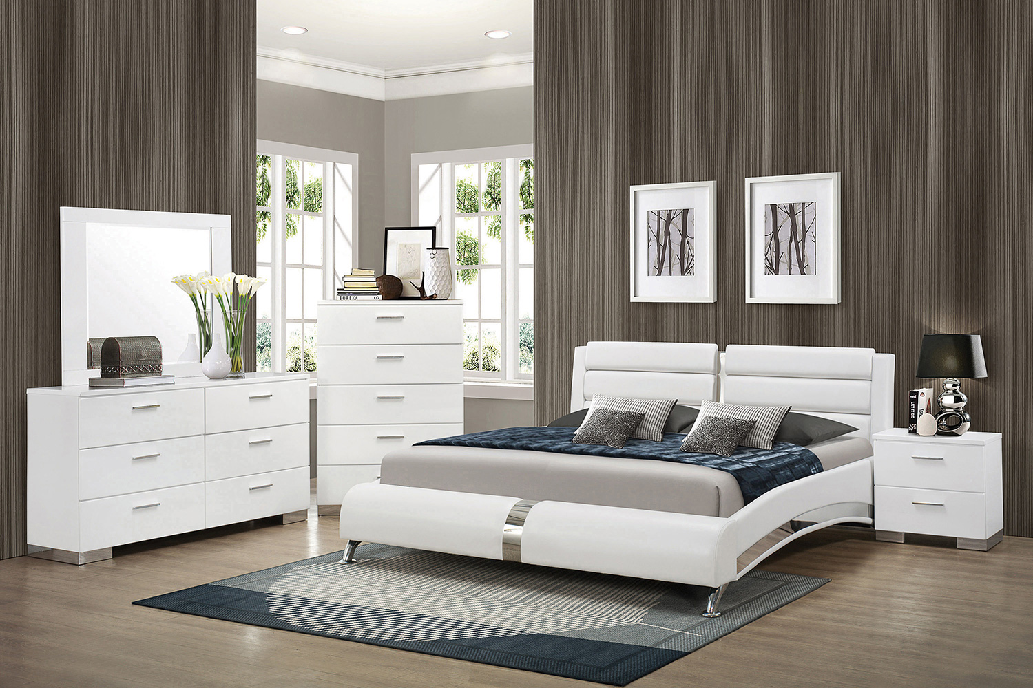 Coaster™ Jeremaine California King Upholstered Bed - White