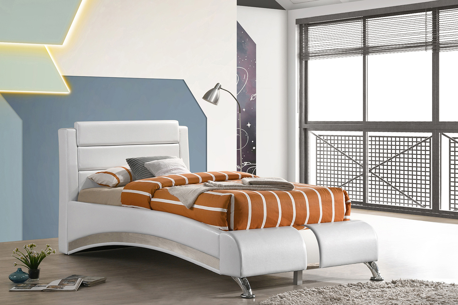 Coaster Twin Upholstered Platform Bed - White