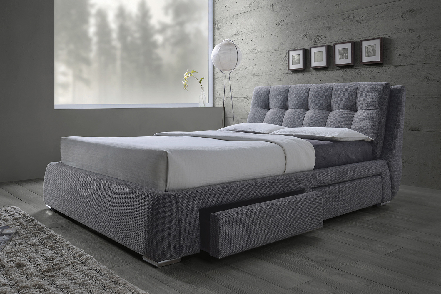 Coaster Fenbrook Queen Tufted Upholstered Storage Bed - Gray