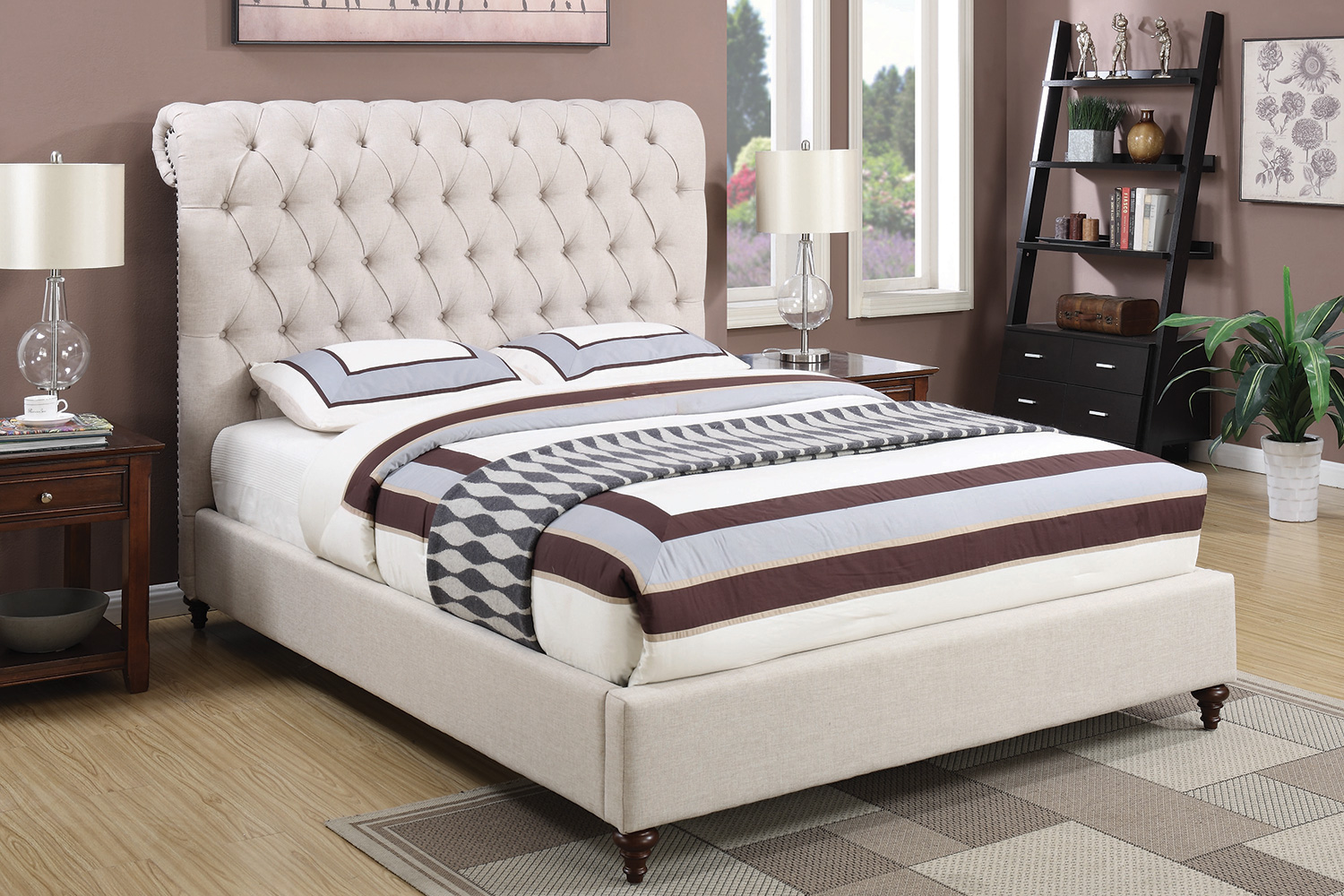 Coaster™ Devon Button Tufted Upholstered Full Bed - Beige