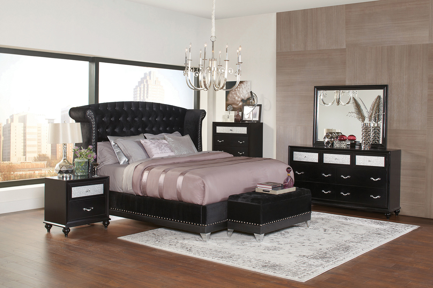 Coaster Barzini California King Tufted Upholstered Bed - Black