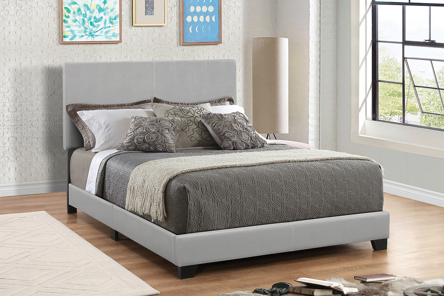 Coaster™ Dorian Upholstered Queen Bed - Gray