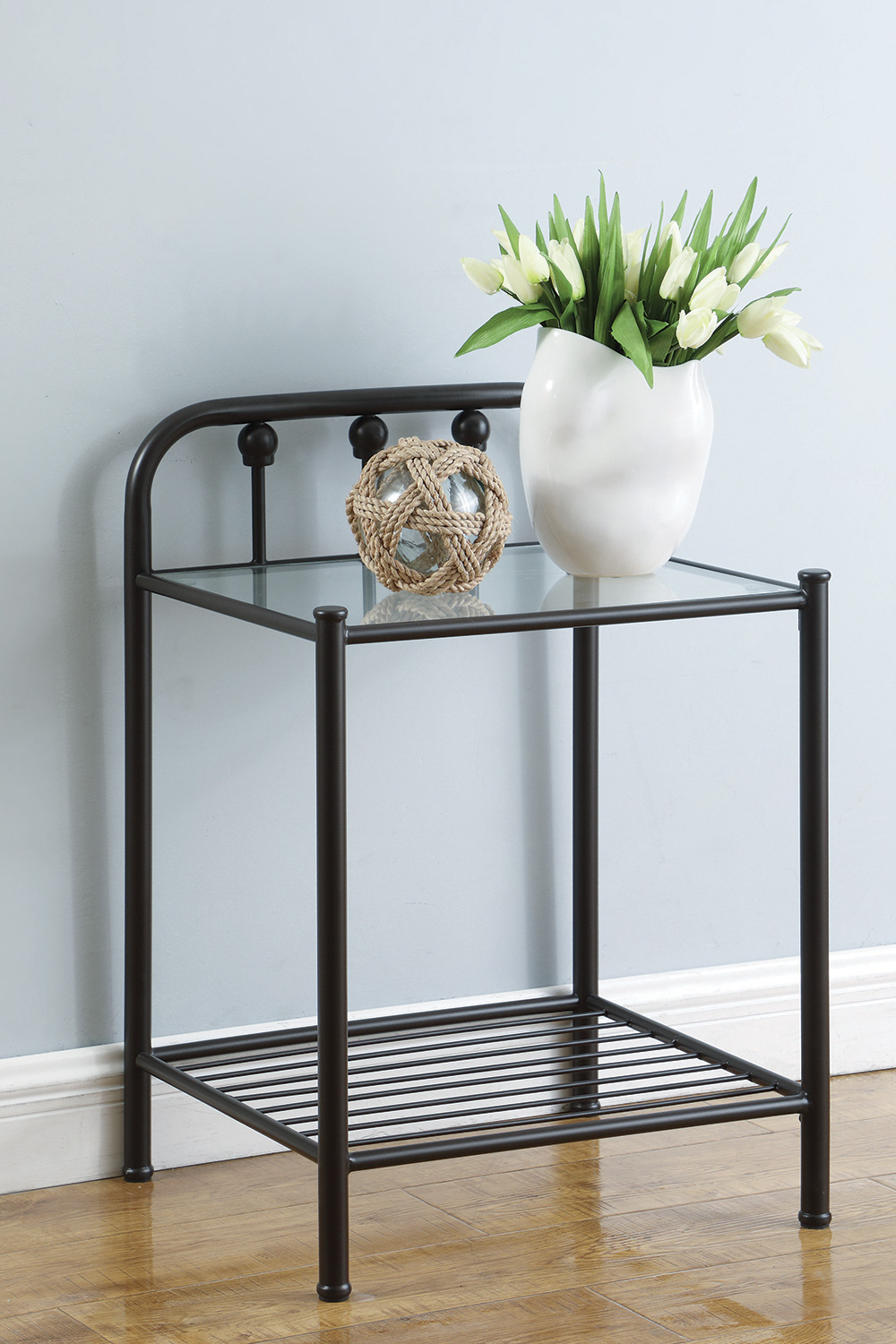 Coaster - Livingston 1-Shelf Nightstand With Glass Top in Dark Bronze