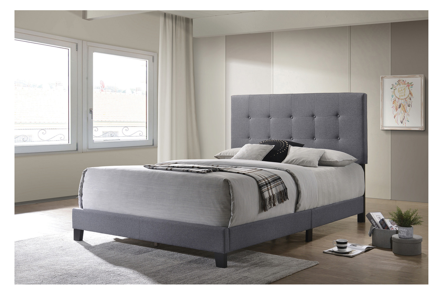 Coaster Mapes Tufted Upholstered Eastern King Bed - Gray