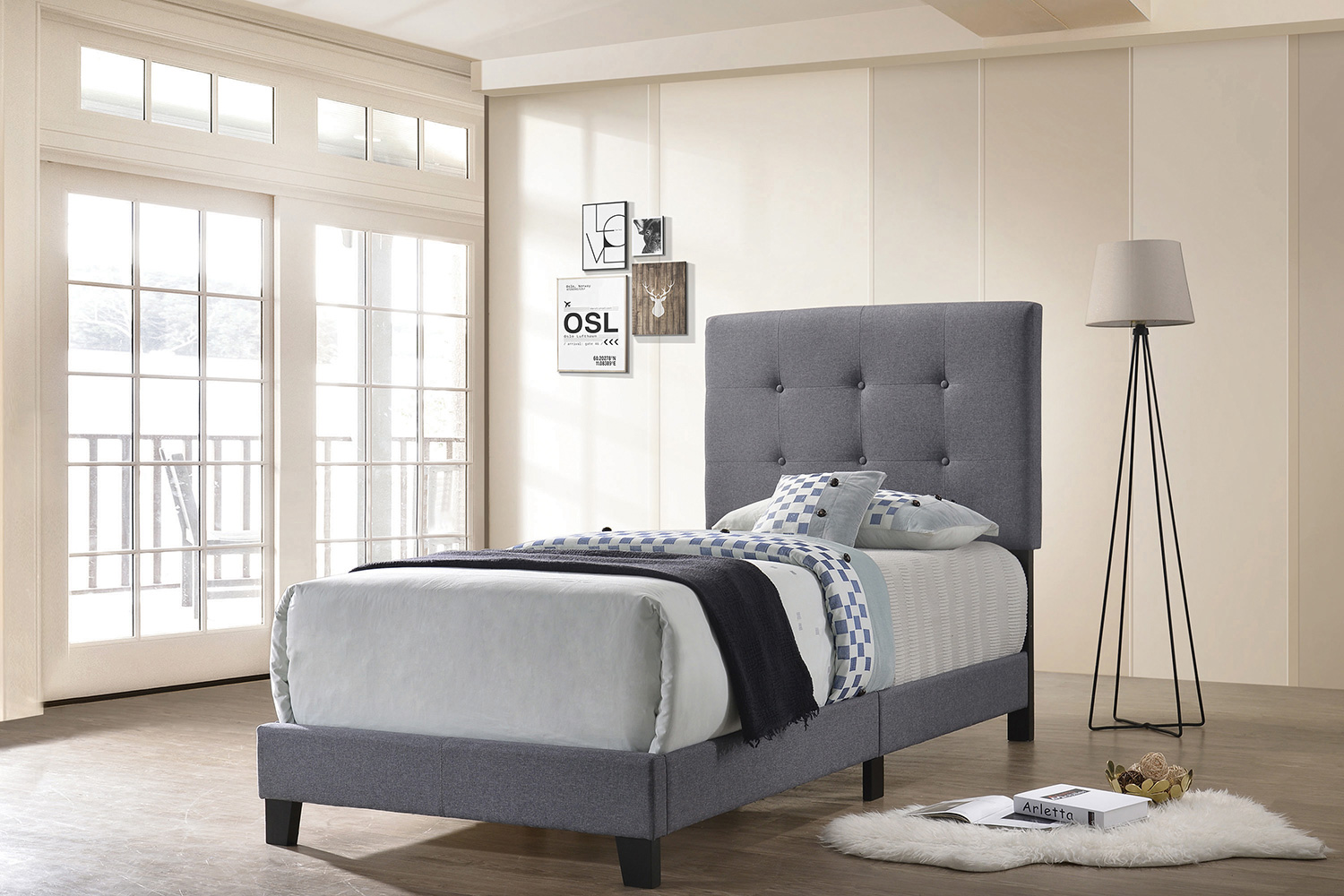 Coaster Mapes Tufted Upholstered Twin Bed - Gray