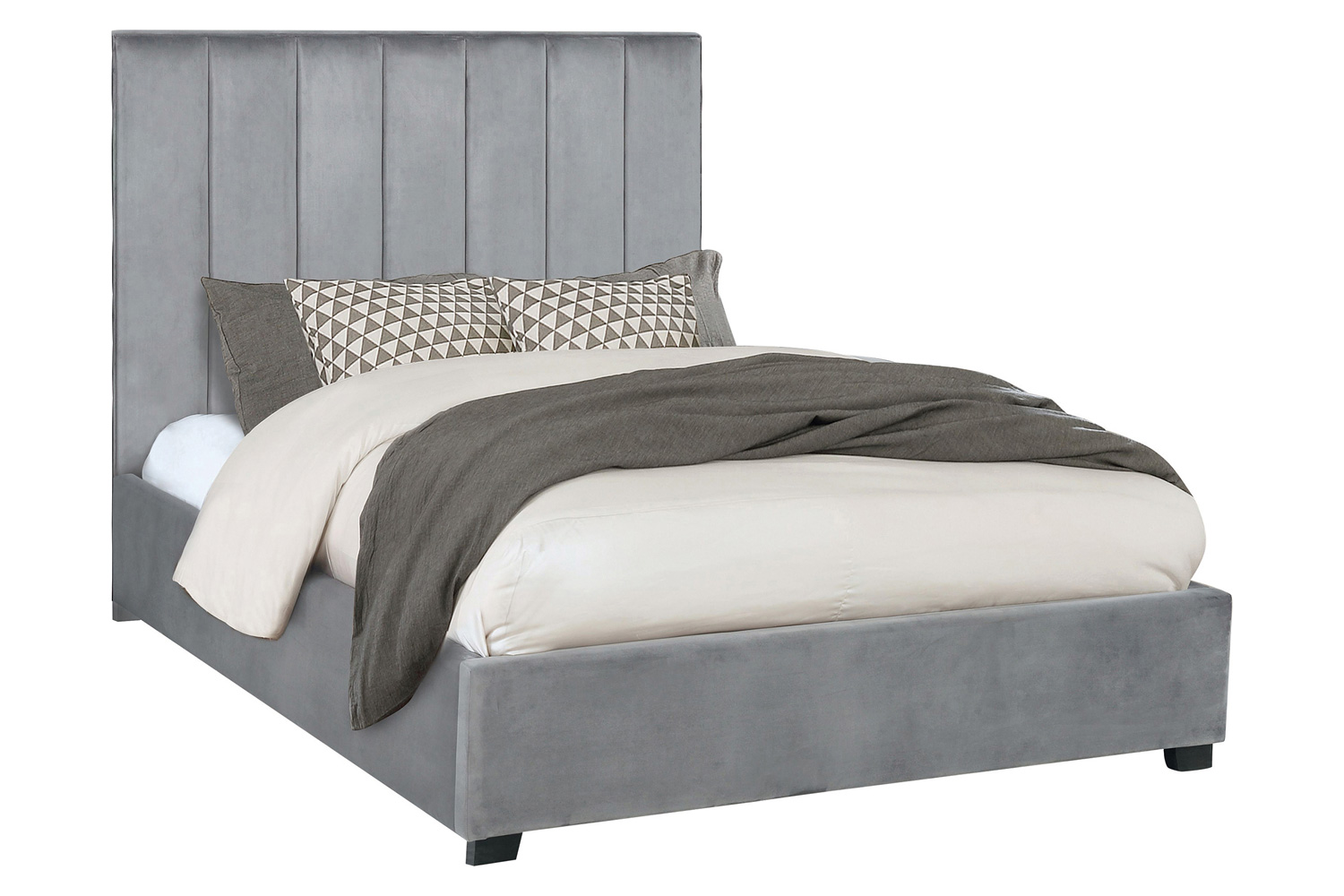 Coaster Arles Eastern King Vertical Channeled Tufted Bed - Gray