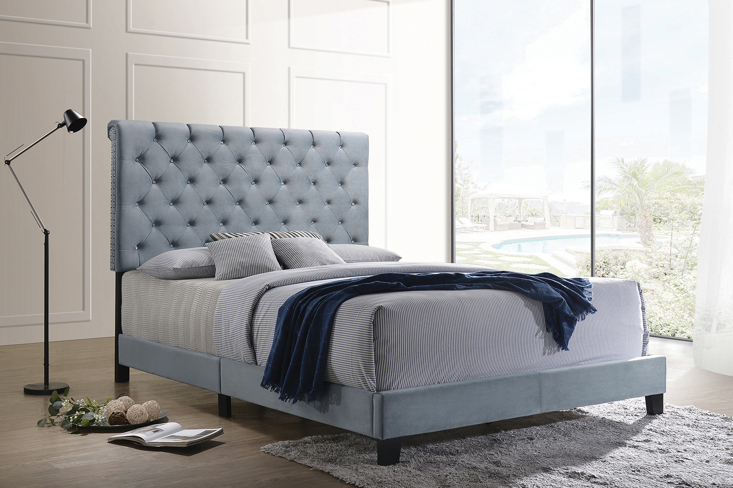 Coaster Warner Eastern King Upholstered Bed - Slate Blue