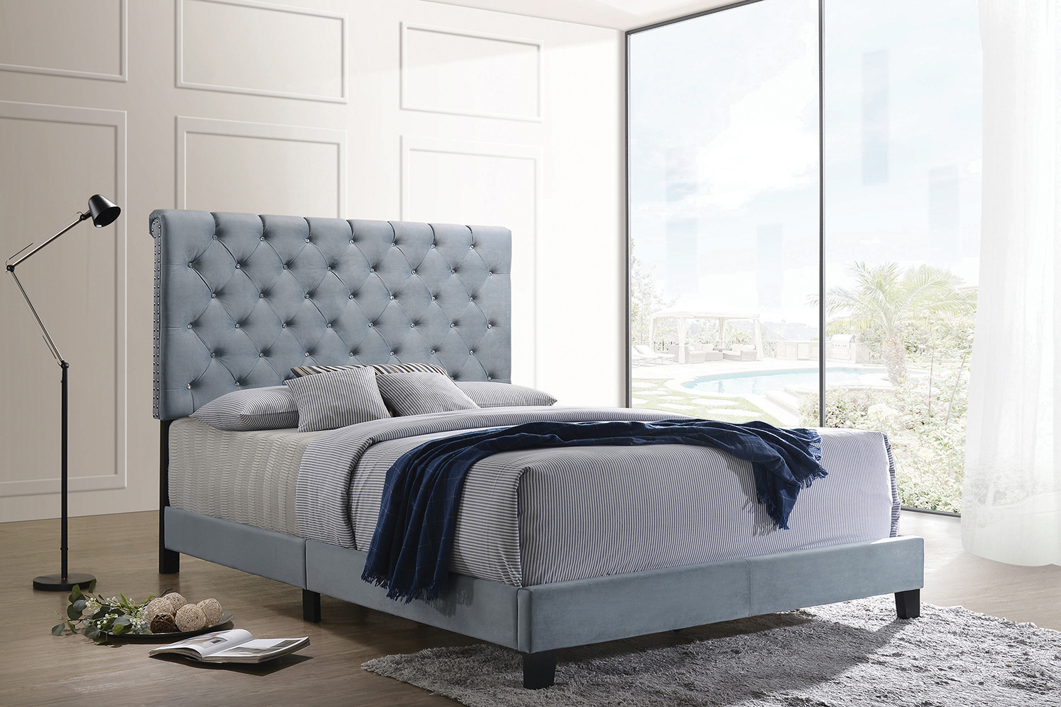 Coaster Warner Queen Upholstered Bed - Slate Blue