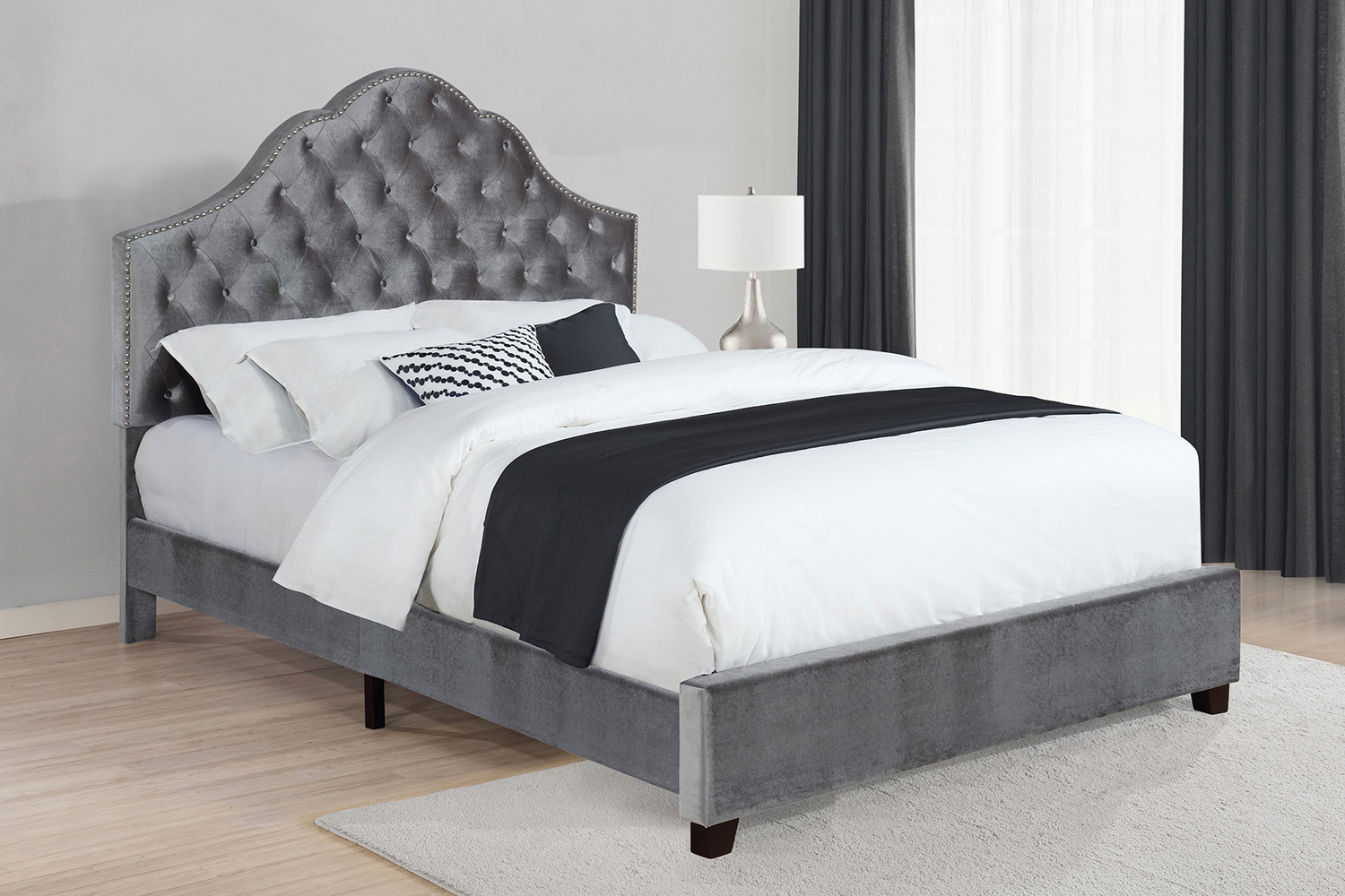 Coaster Abbeville Full Upholstered Bed with Arched Headboard - Gray