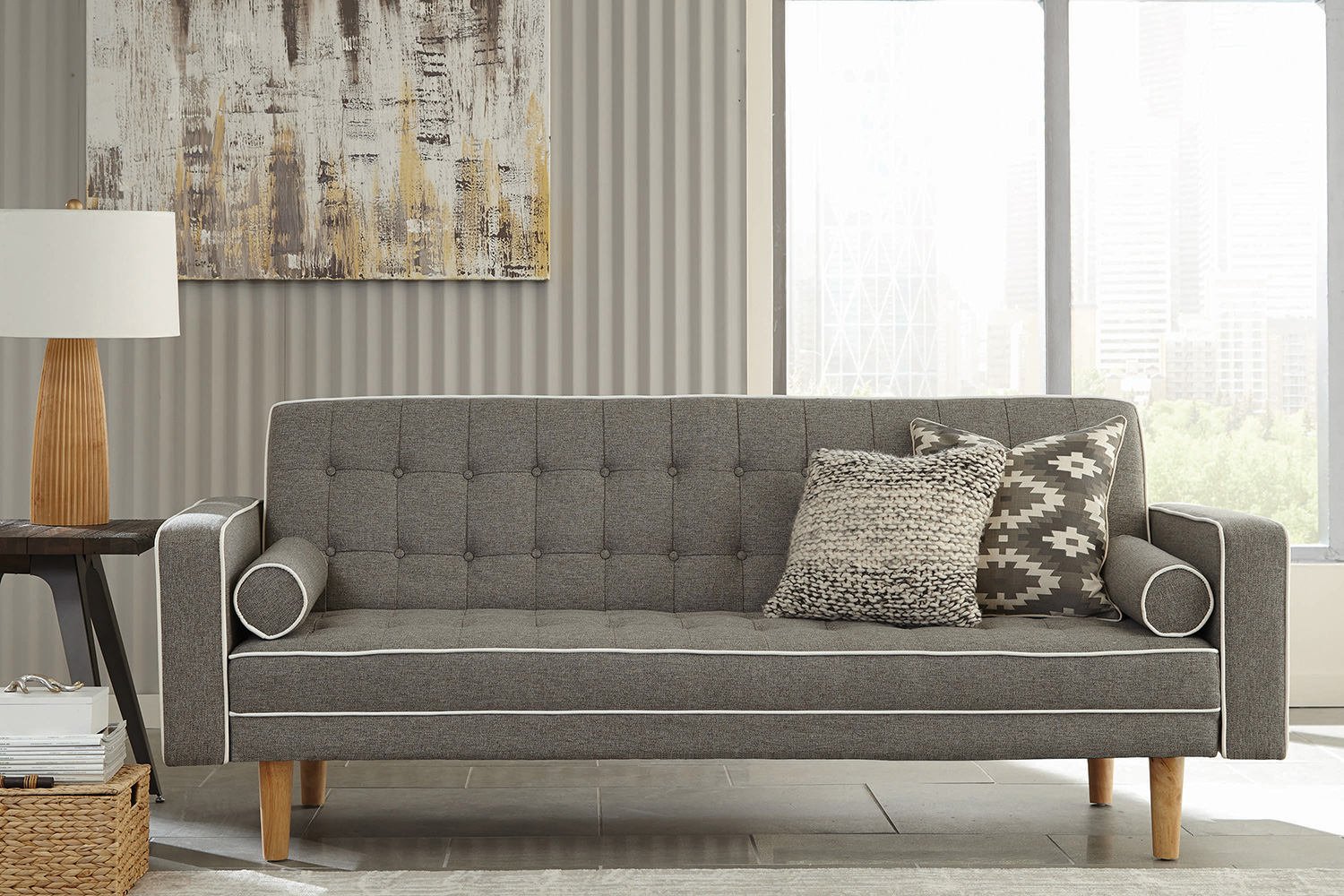 Coaster - Lassen Tufted Upholstered Sofa Bed in Gray