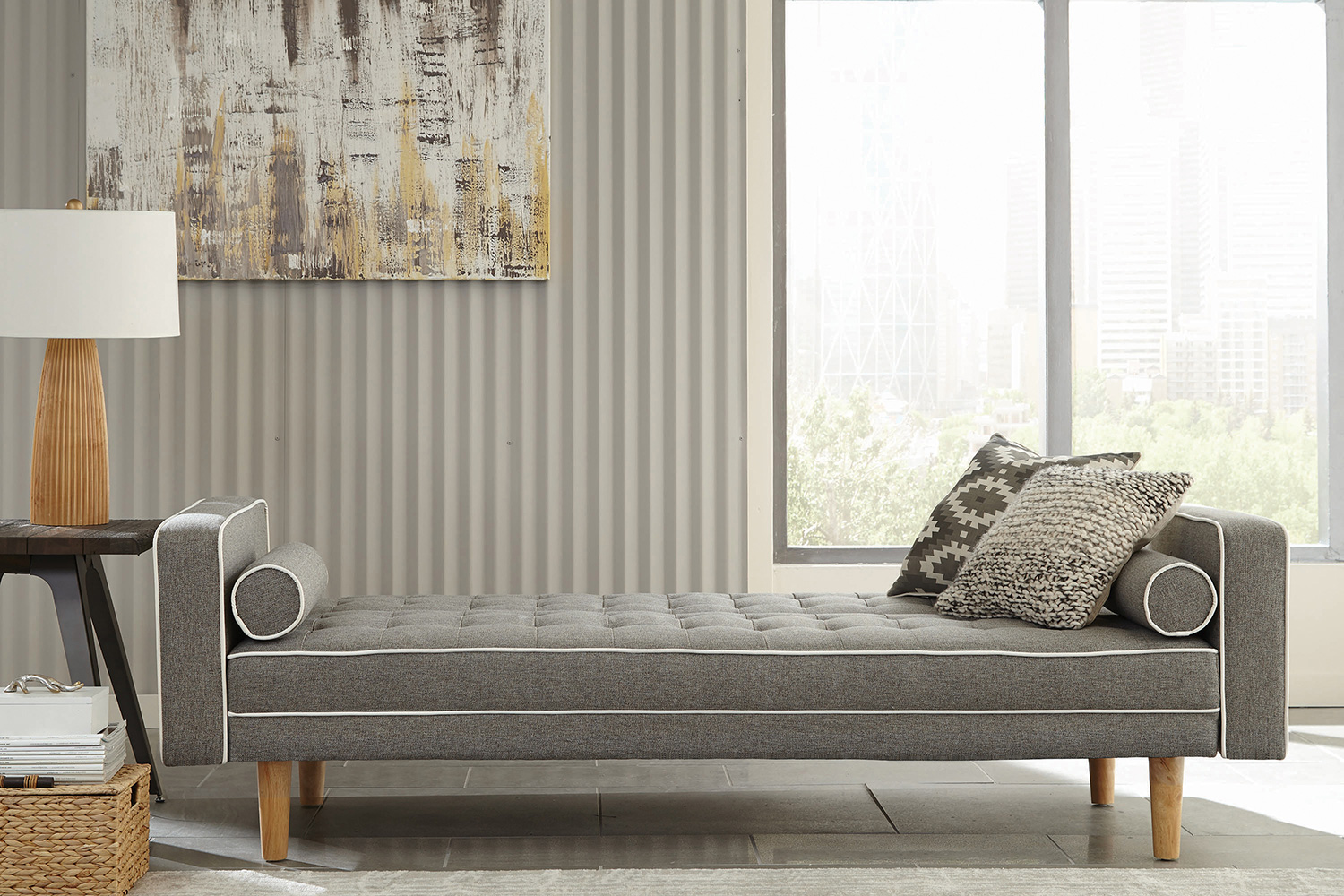 Coaster - Lassen Tufted Upholstered Sofa Bed in Gray