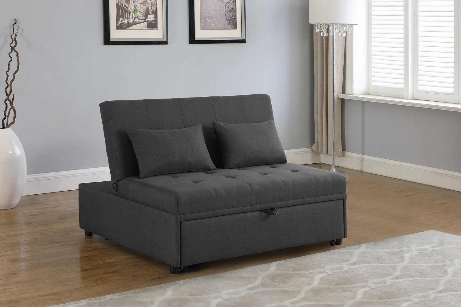 Coaster - Lance Tufted Upholstered Sleeper Sofa Bed in Gray