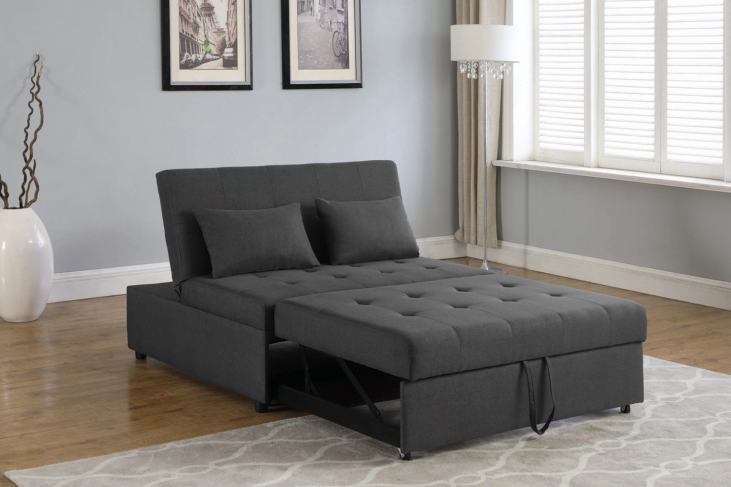 Coaster - Lance Tufted Upholstered Sleeper Sofa Bed in Gray