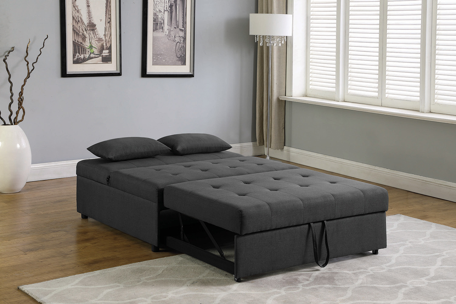 Coaster - Lance Tufted Upholstered Sleeper Sofa Bed in Gray