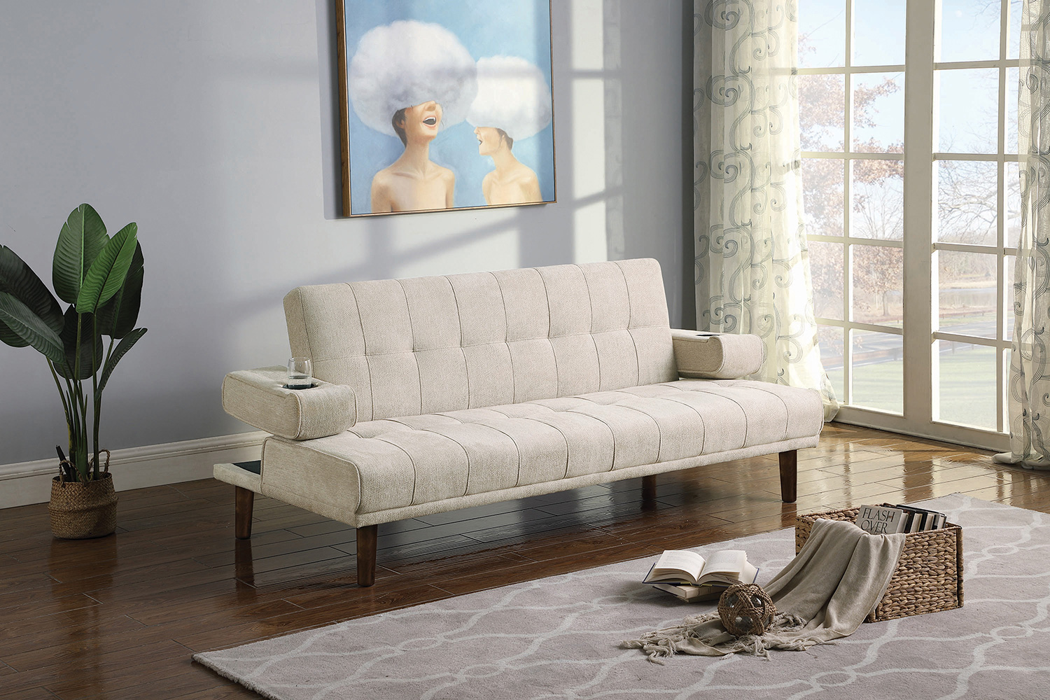 Coaster - Joan Upholstered Sofa Bed in Beige