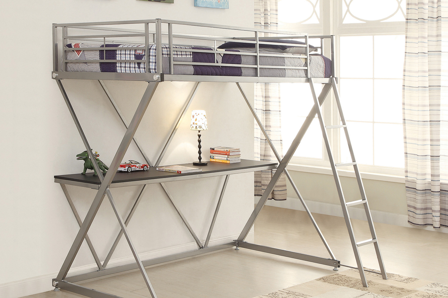 Coaster Hyde Twin Workstation Loft Bed - Silver