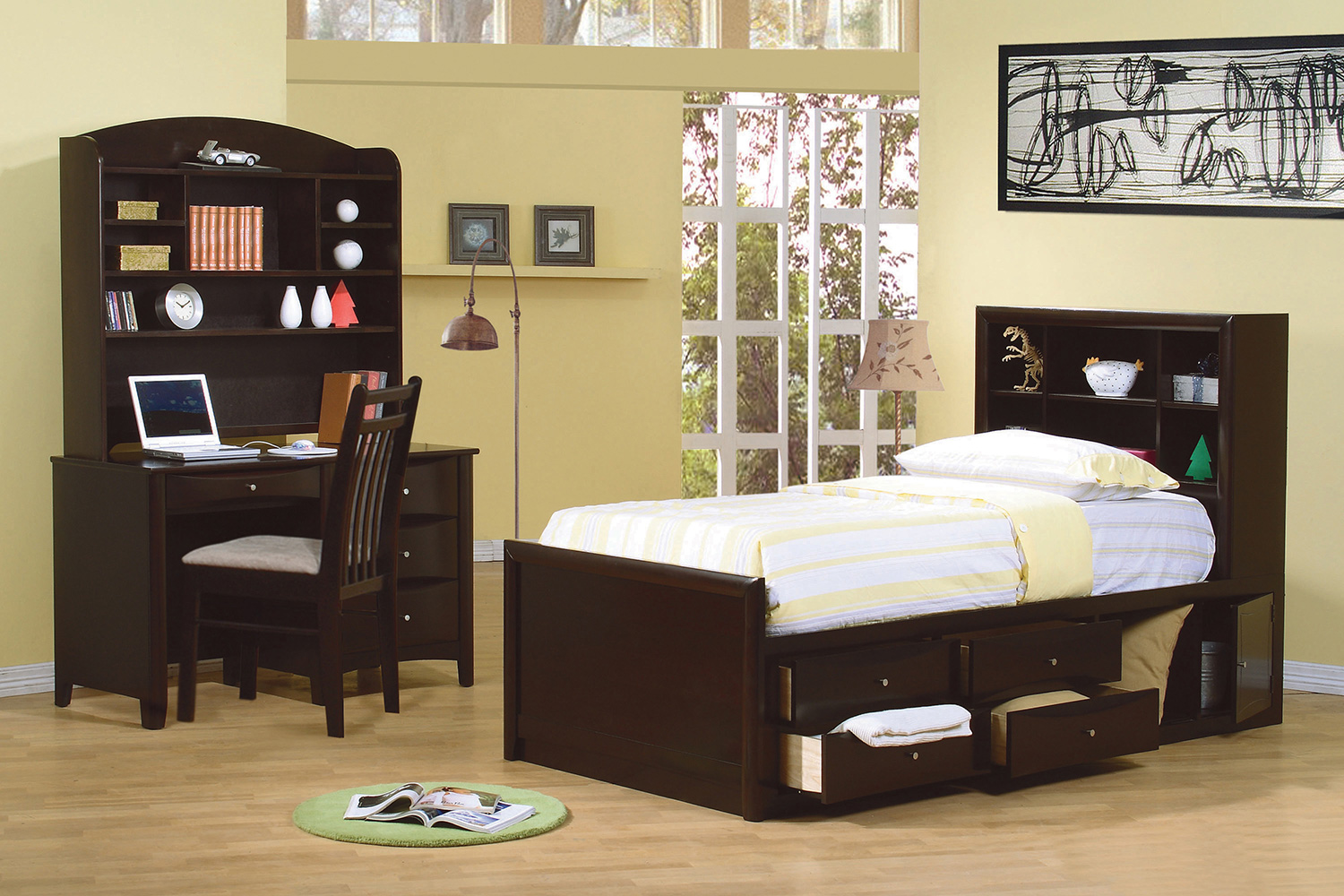 Coaster Phoenix Full Bookcase Bed with Underbed Storage - Cappuccino