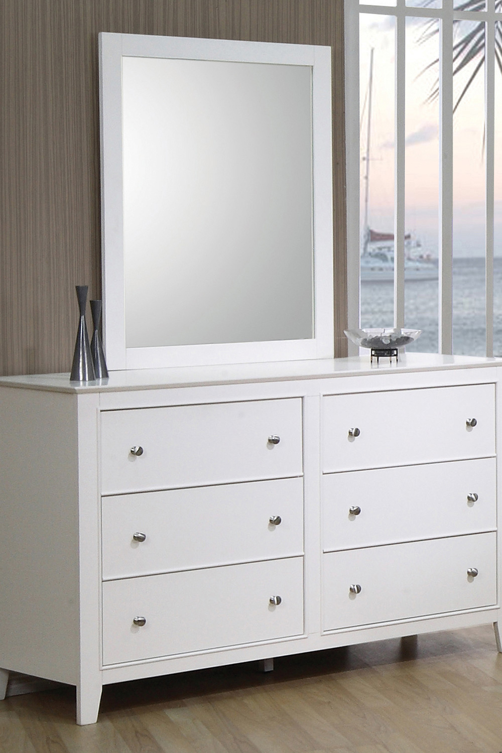 Coaster - Selena Rectangular Dresser Mirror in Buttermilk