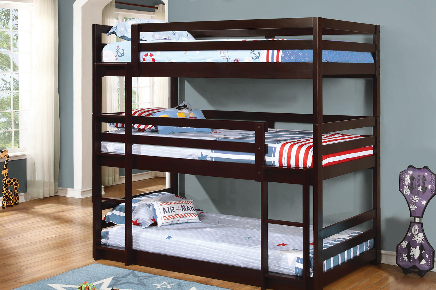 Coaster - Sandler Twin Triple Bunk Bed in Cappuccino