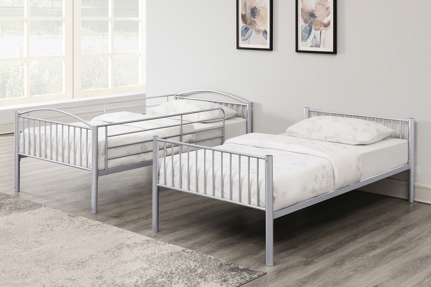 Coaster Anson Twin Over Twin Bunk Bed with Ladder - Silver