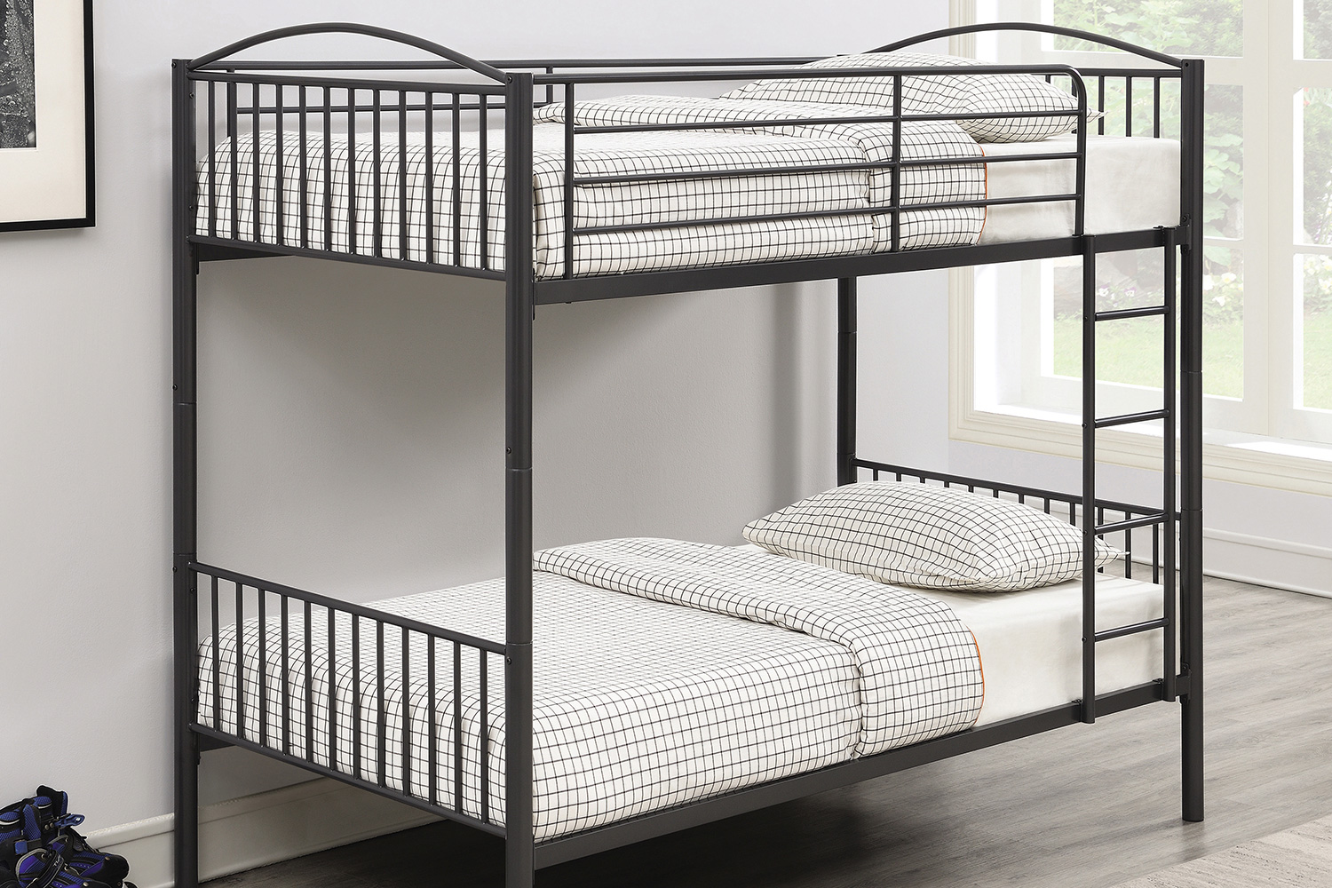 Coaster Anson Twin Over Twin Bunk Bed with Ladder - Gunmetal