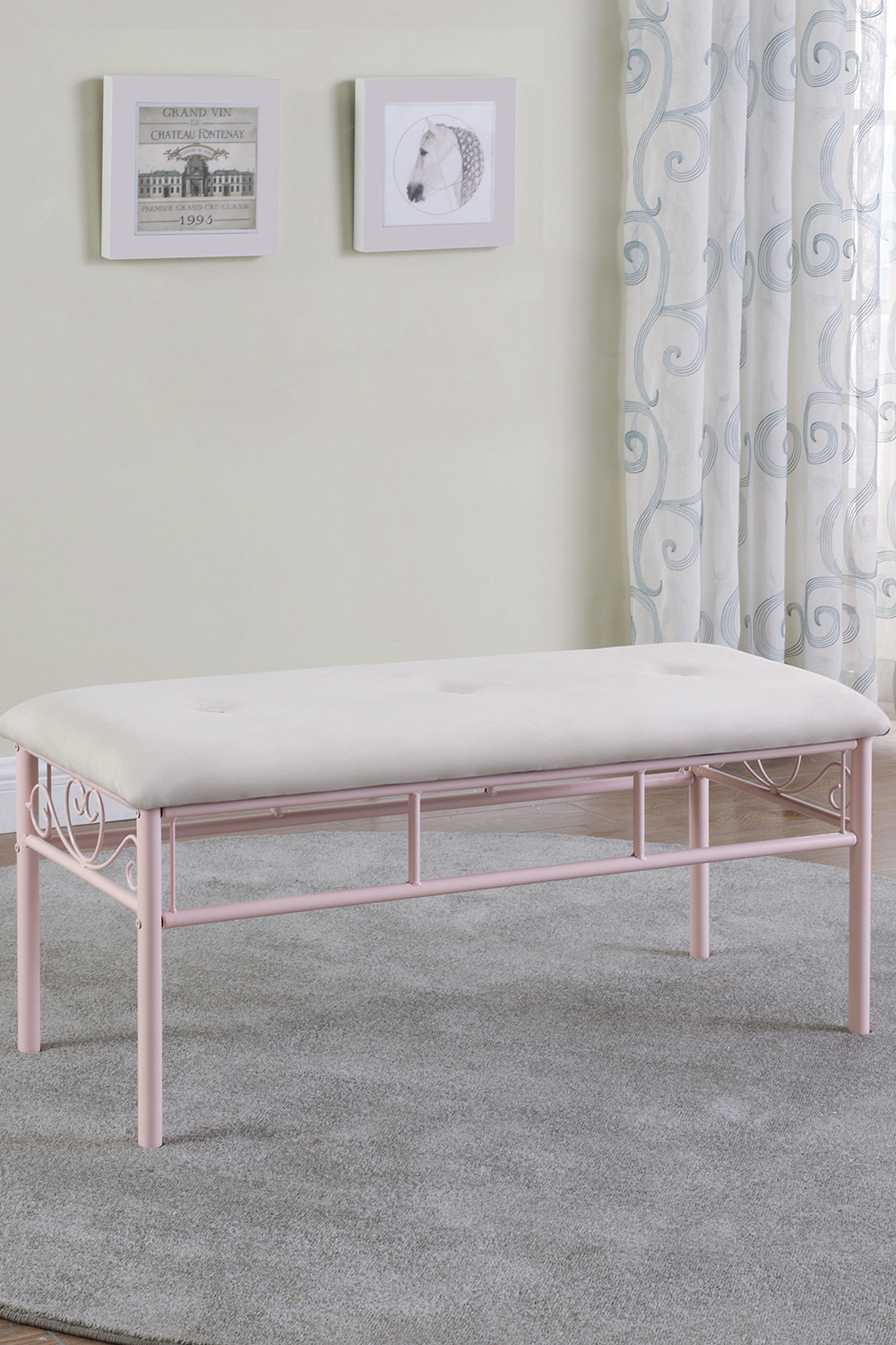 Coaster - Massi Tufted Upholstered Bench in Powder Pink