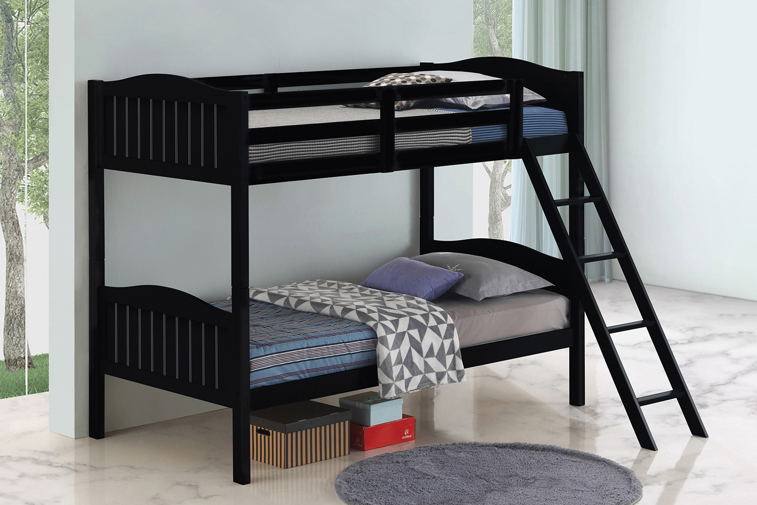 Coaster Littleton Twin/Twin Bunk Bed with Ladder - Black