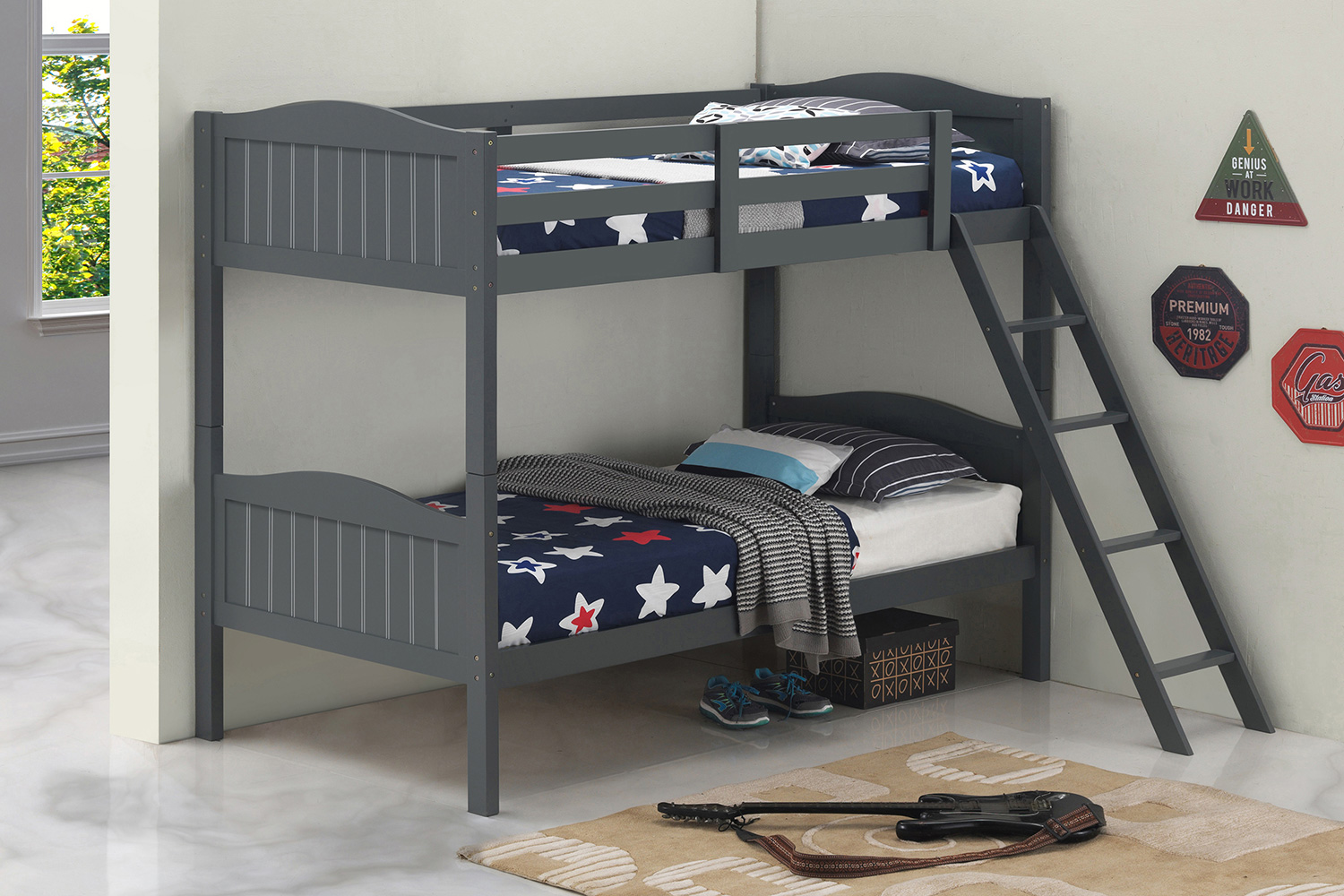 Coaster Littleton Twin/Twin Bunk Bed with Ladder - Gray