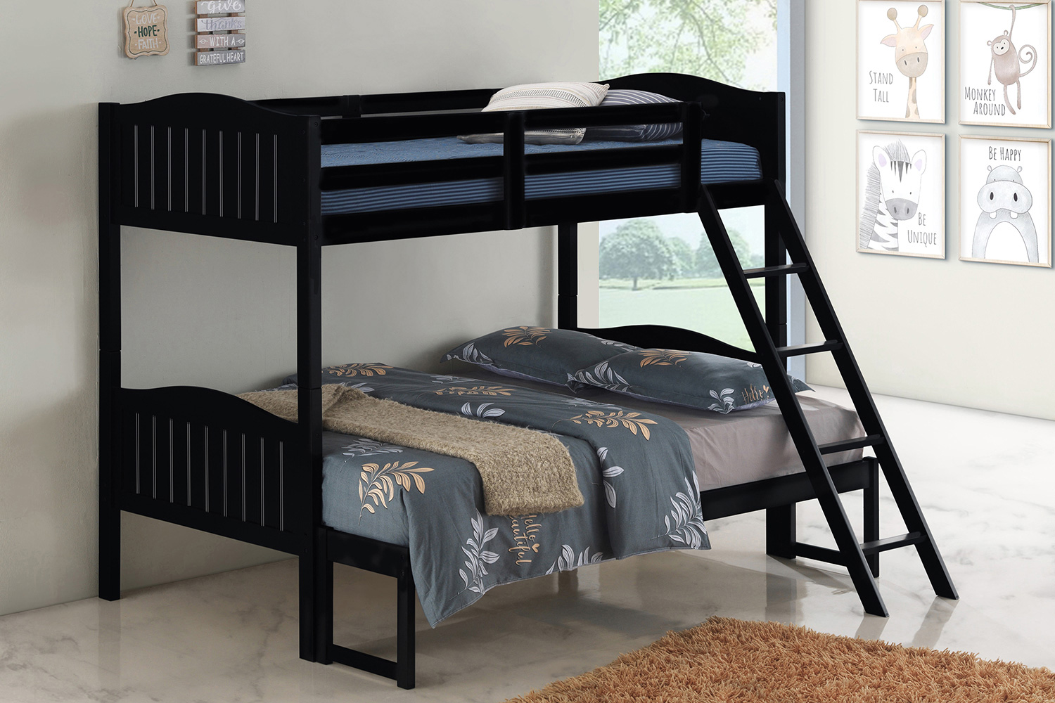 Coaster Littleton Twin/Full Bunk Bed with Ladder - Black