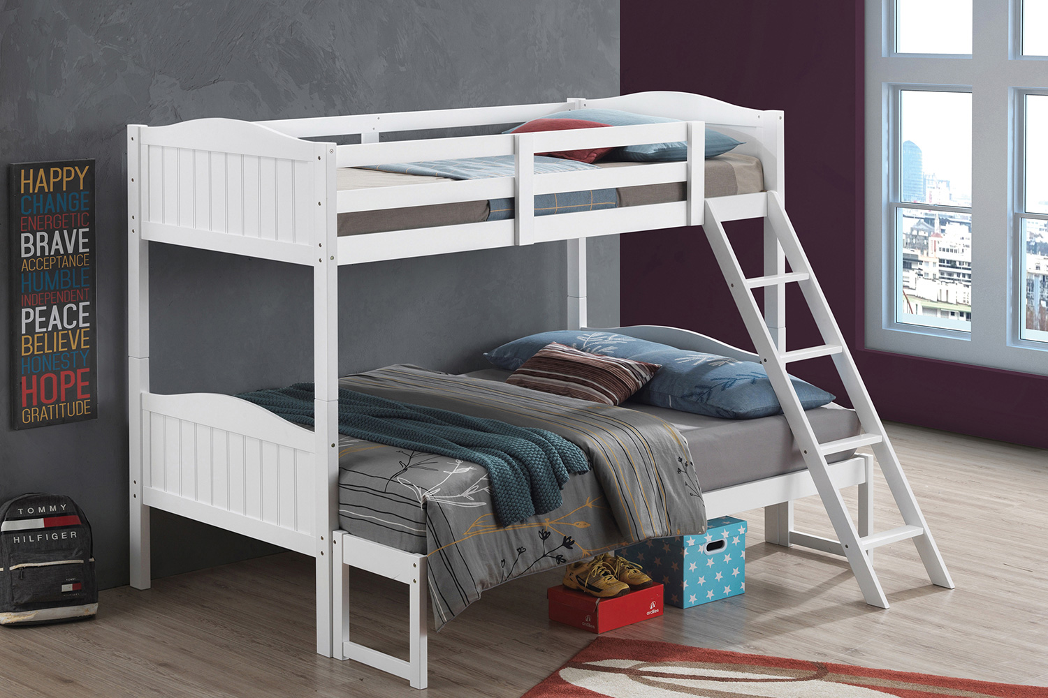 Coaster™ Littleton Twin/Full Bunk Bed with Ladder - White