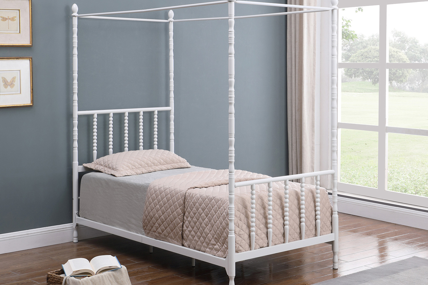 Coaster - Betony Twin Canopy Bed in White