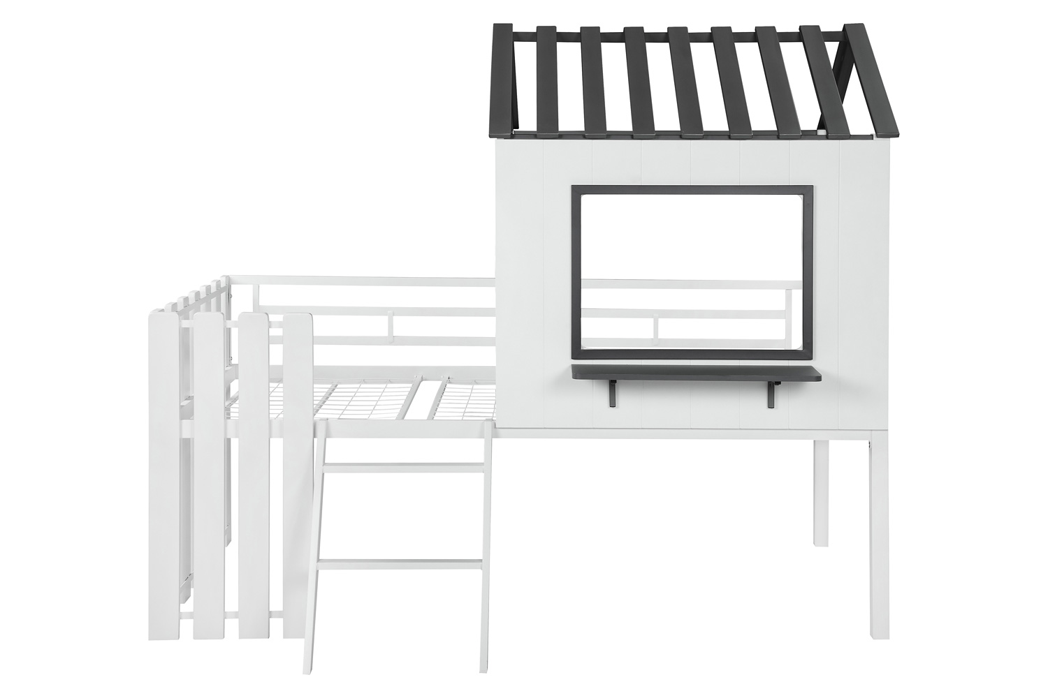 Coaster - Timber House-Designed Twin Loft Bed in White/Gunmetal