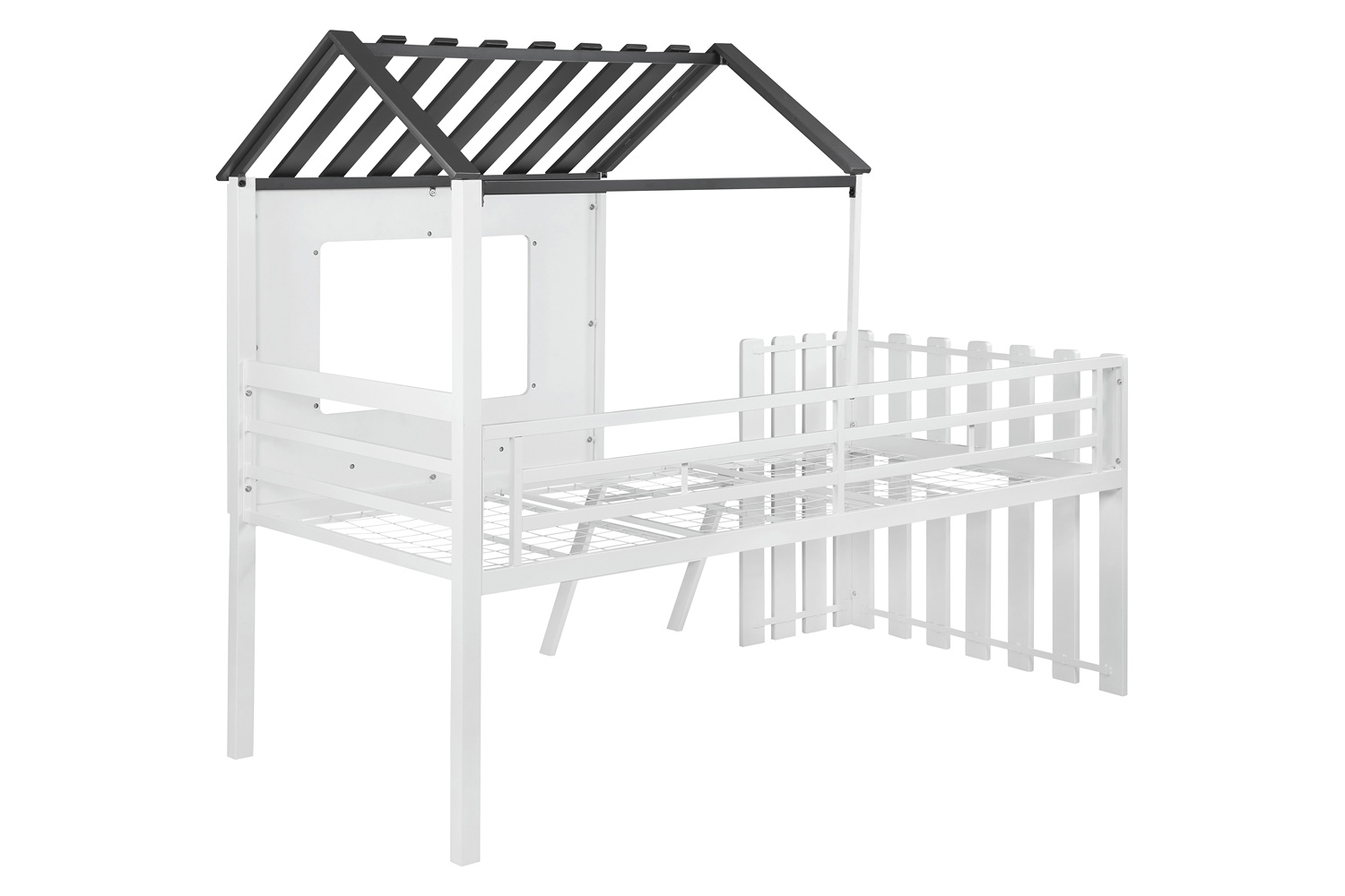 Coaster - Timber House-Designed Twin Loft Bed in White/Gunmetal