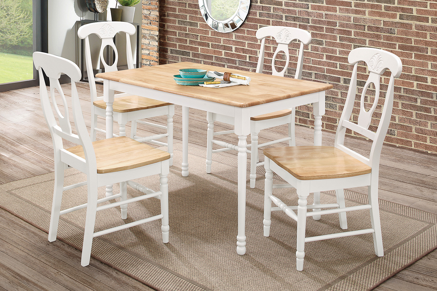 Coaster - Rectangle Dining Table in Natural Brown/White