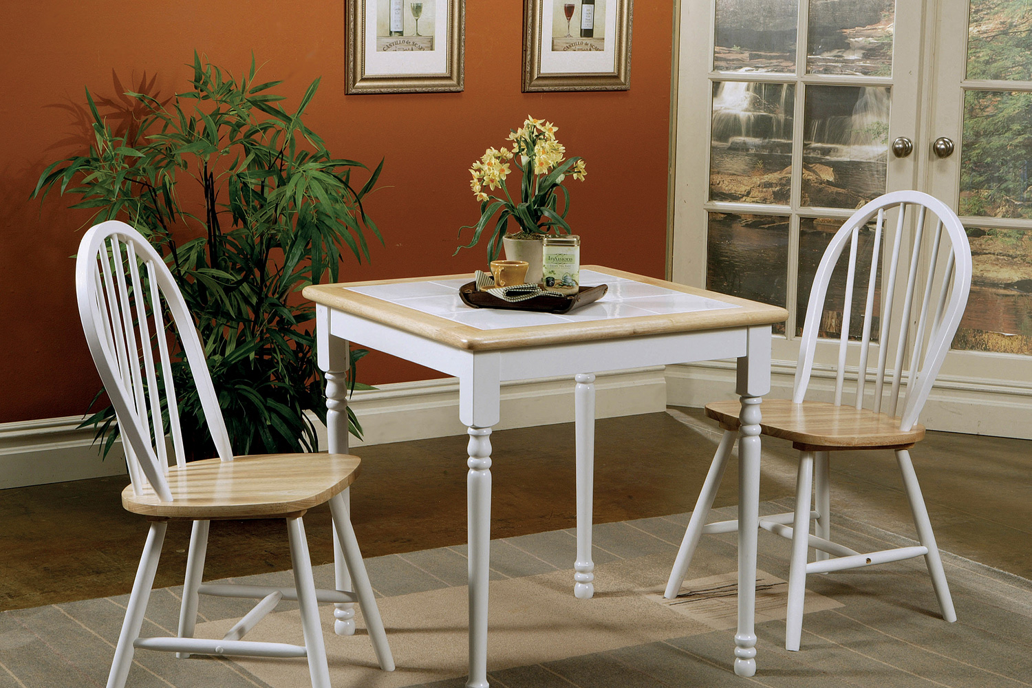 Coaster - Square Top Dining Table in Natural Brown/White