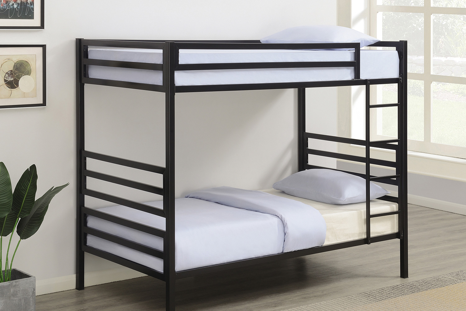 Coaster - Kinsey Bunk Bed With Ladder 422683 in Matte Black