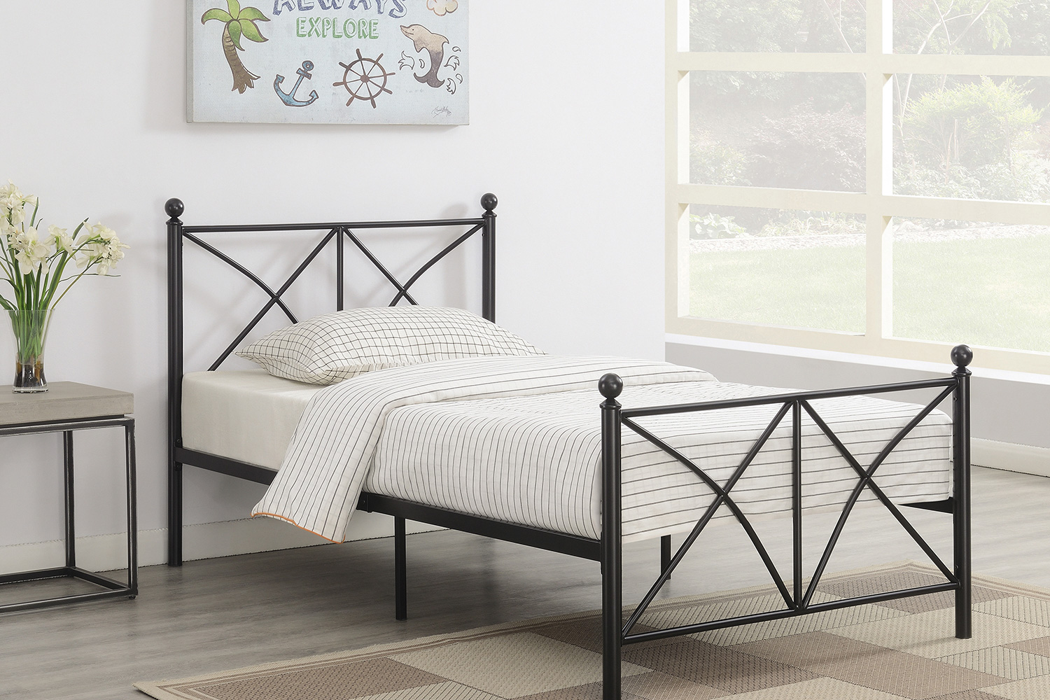 Coaster Hart Metal Platform Twin Bed - Matte Black