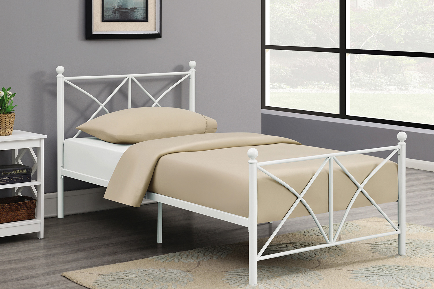 Coaster Hart Metal Platform Full Bed - Matte White