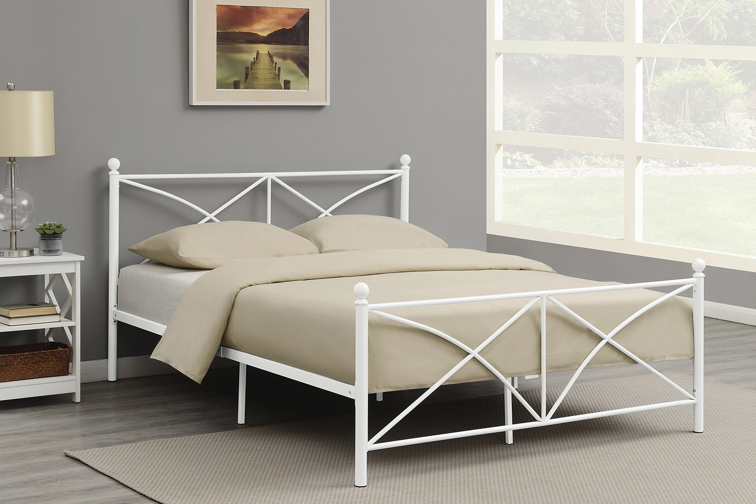 Coaster Hart Metal Platform Queen Bed - Matte White