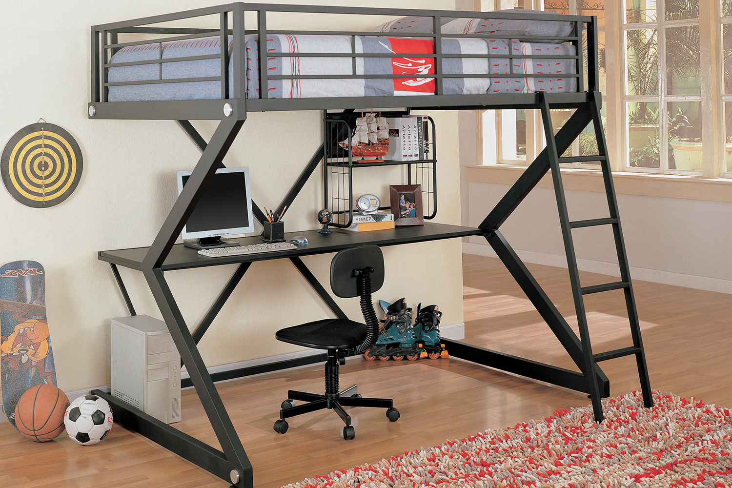 Coaster - Parkview Full Workstation Loft Bed in Black